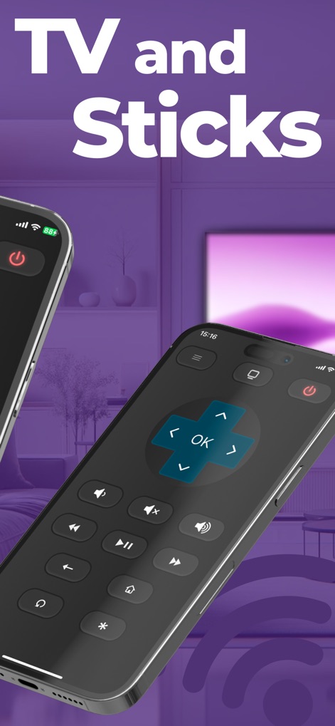 Universal remote for Roku tv - This tool offers universal compatibility across Roku TVs and Roku streaming sticks, providing convenient control via a dedicated power button and an accessible menu icon for additional options.