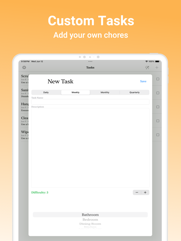 Cleaning & Chore Chart - Shine iPad screenshot 2 - Productivity app