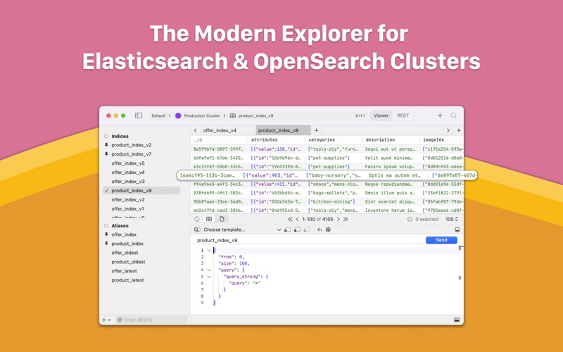 Rubber - GUI for Elasticsearch screenshot
