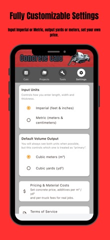 Concrete Jobsite Calculator iPhone screenshot