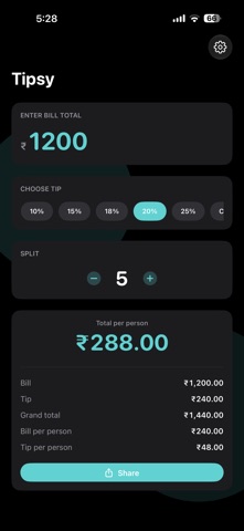 Tipsy - A Tip Calculator Screenshot 2 of 3