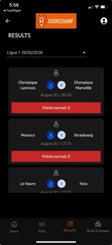 ScoresChamp iPhone screenshot