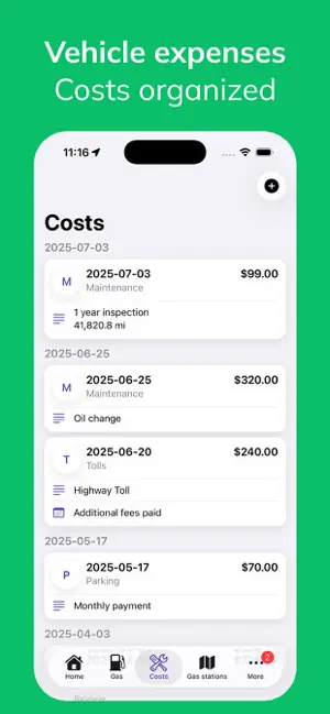 Fuelio: Gas Log & MPG Tracker iPhone screenshot 4