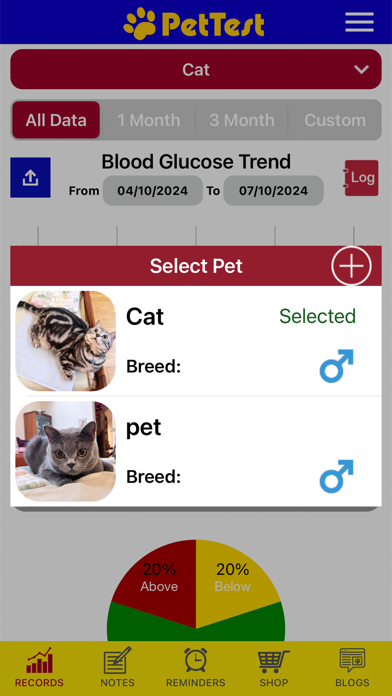 PetTest Digital Companion App Screenshot