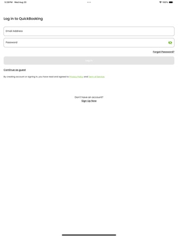 QuickBookings iPad screenshot