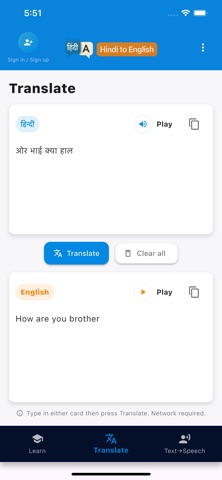 Hindi - English Learn iPhone screenshot