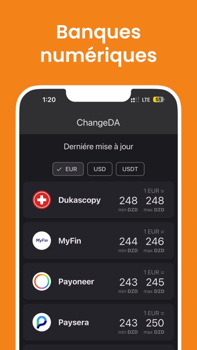 Screenshot #2 pour ChangeDA: Taux Dinar Algérien