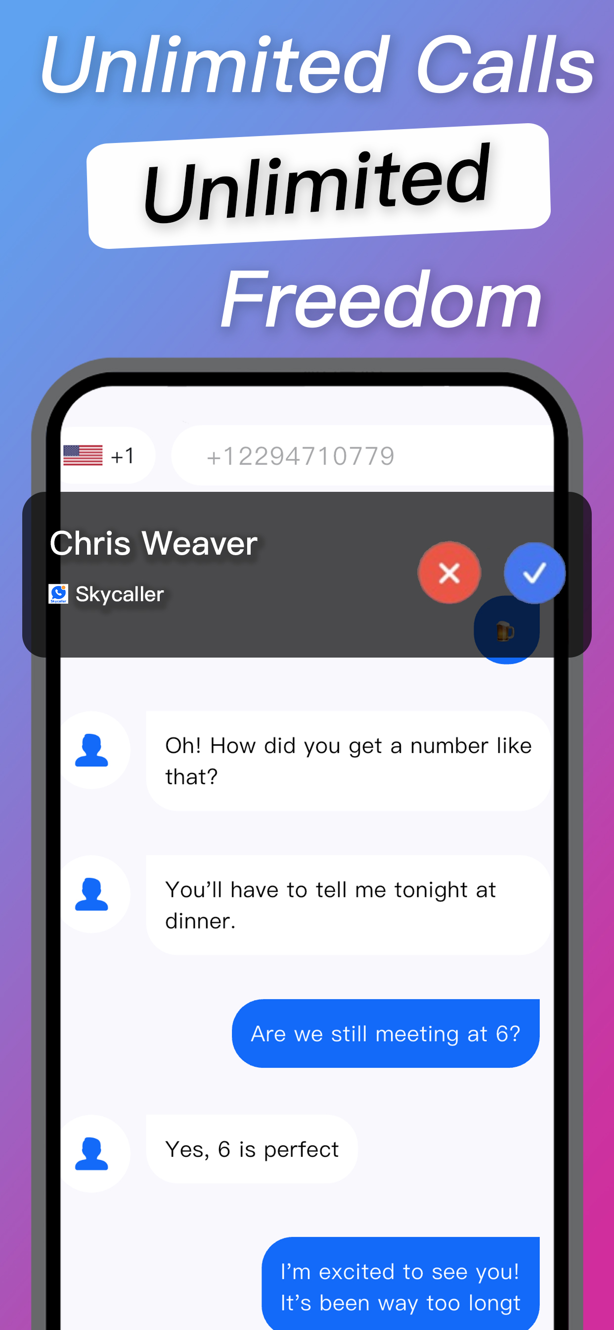 Skycaller:Unlimited Call&Text screenshot 4