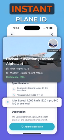Plane Identifier: PlaneSnap screenshot