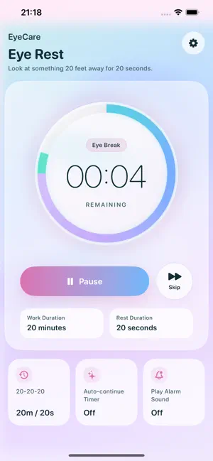 EyeCare: 20-20-20 Pomodoro screenshot 2
