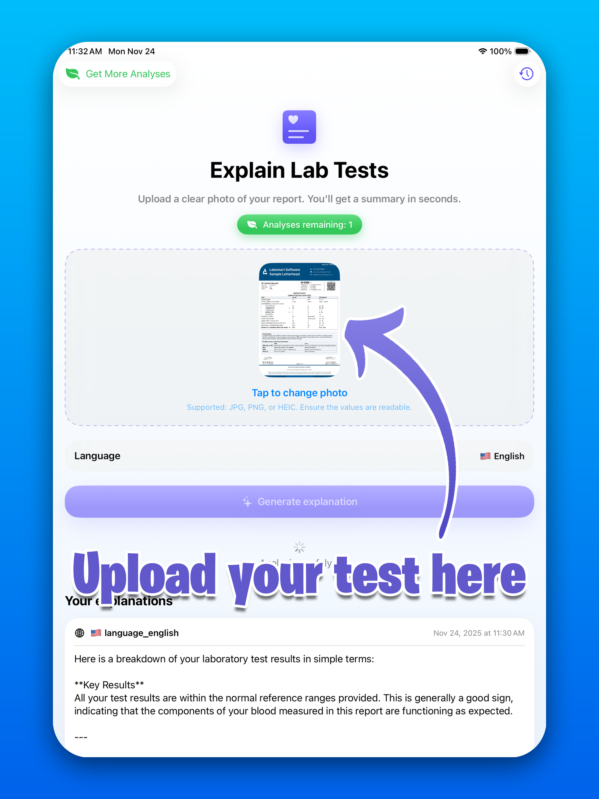AI Blood Tests Analyzer