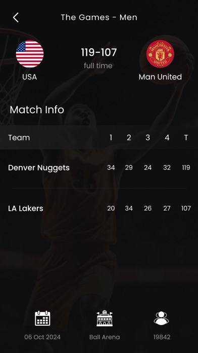 Live Basketball TV Match Score Screenshot