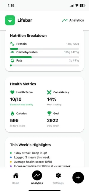 Lifebar: AI Calorie Counter screenshot 4