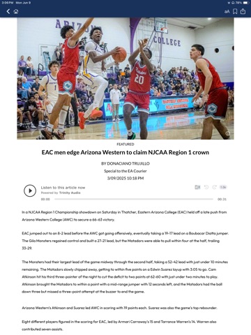 Eastern Arizona Courier iPad screenshot