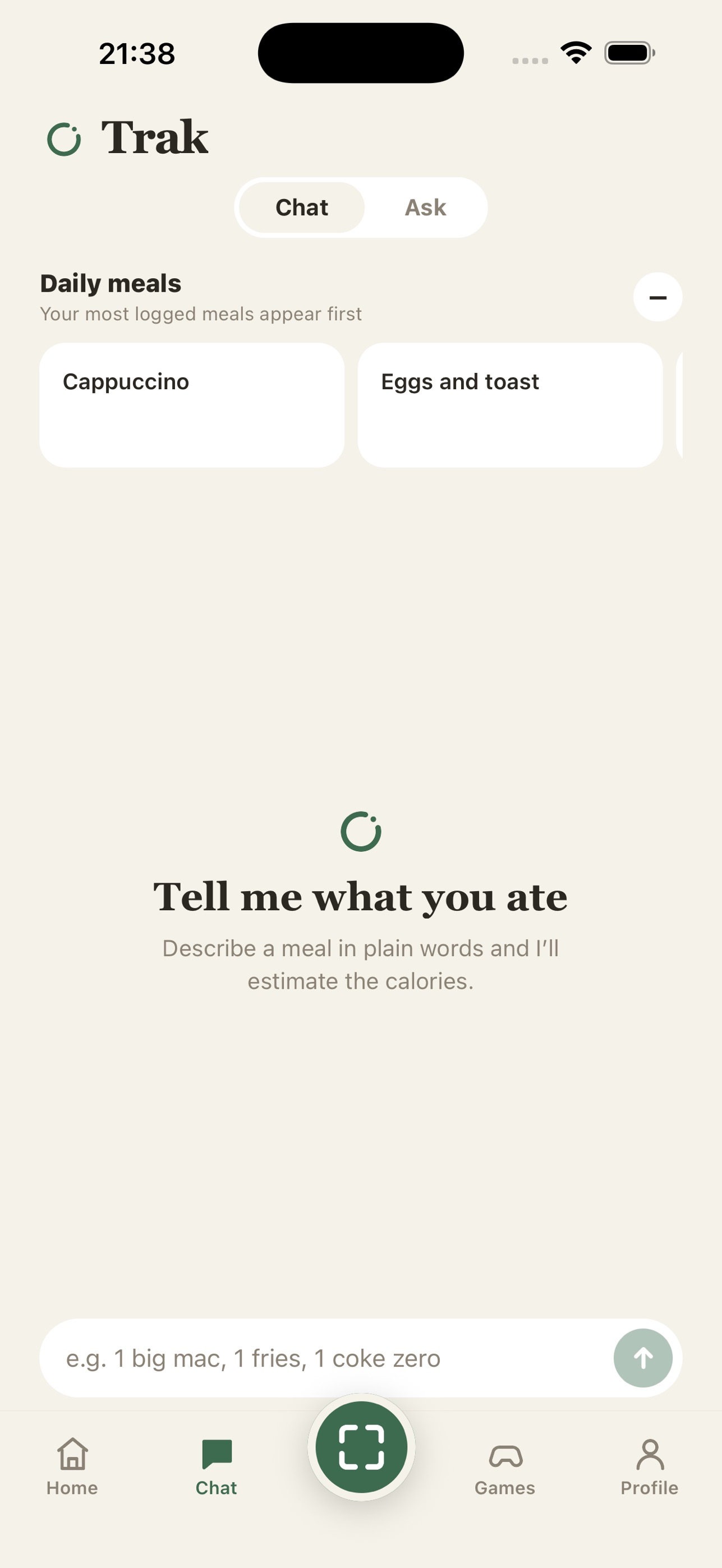 Screenshot 1 of Trak: AI Calorie Tracker