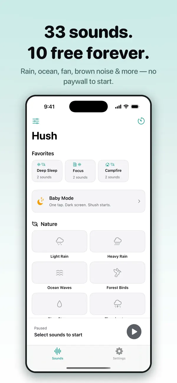 Screenshot #1 pour Hush: Sleep Sounds & Calm