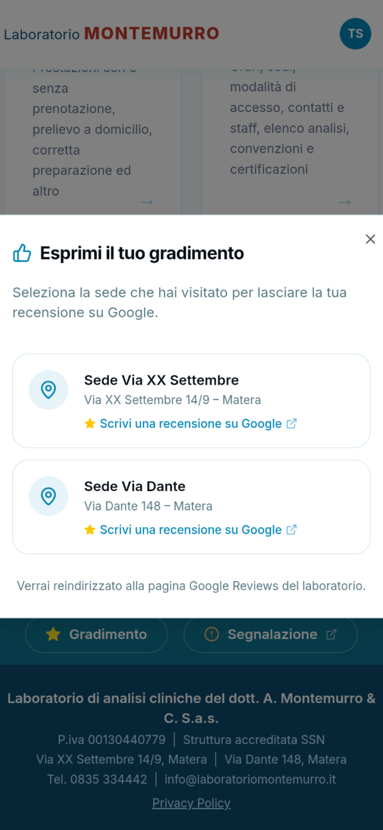 Analisi cliniche MONTEMURRO screenshot 5