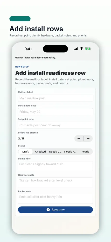 Mailbox Install Readiness Pad screenshot 2
