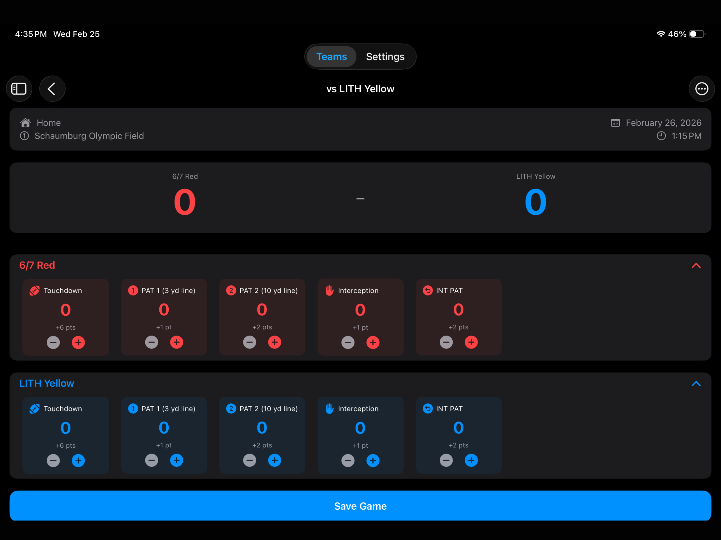 7v7 Football Scoring