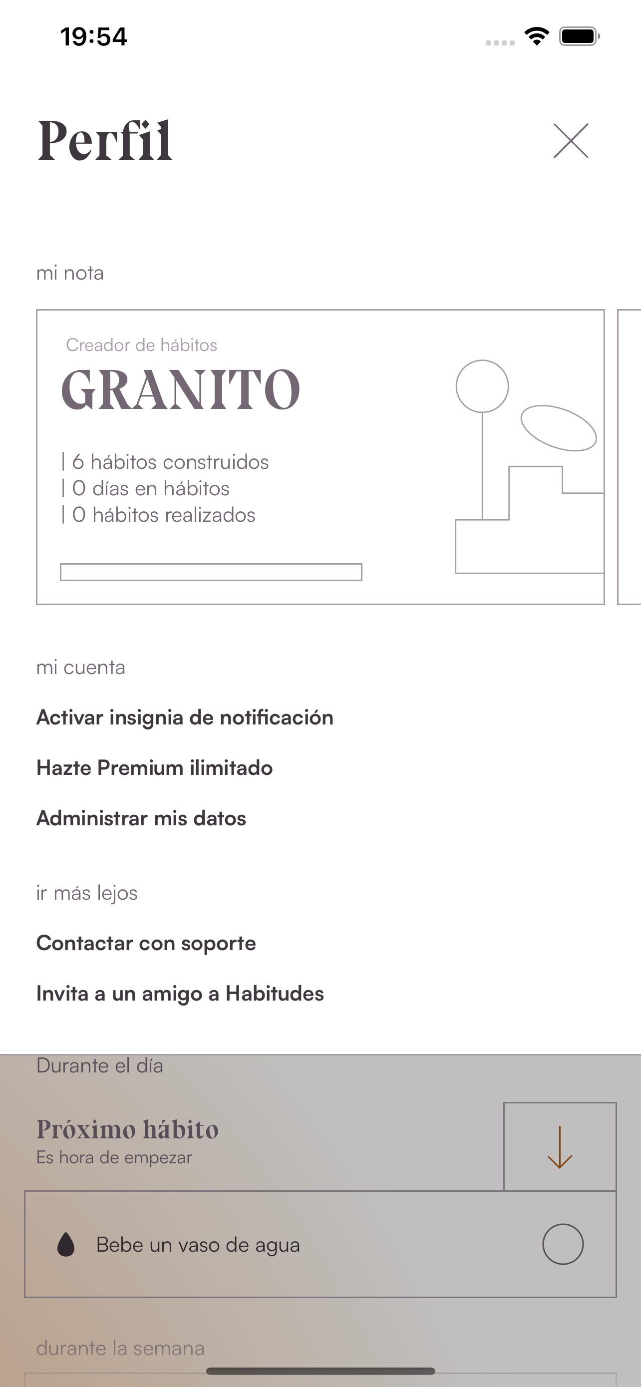 Hábitos, rastreador diario.
