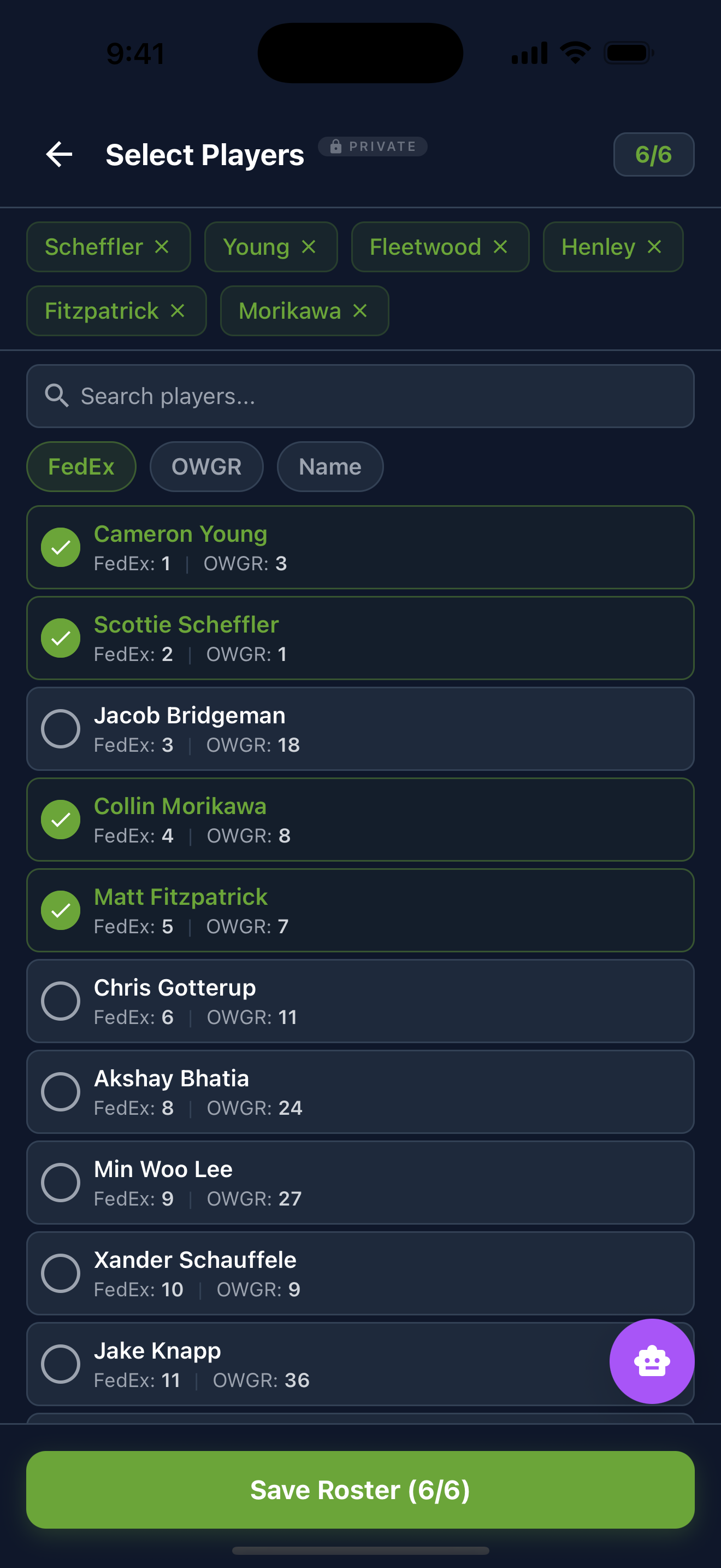 Leaderboard Fantasy: Golf