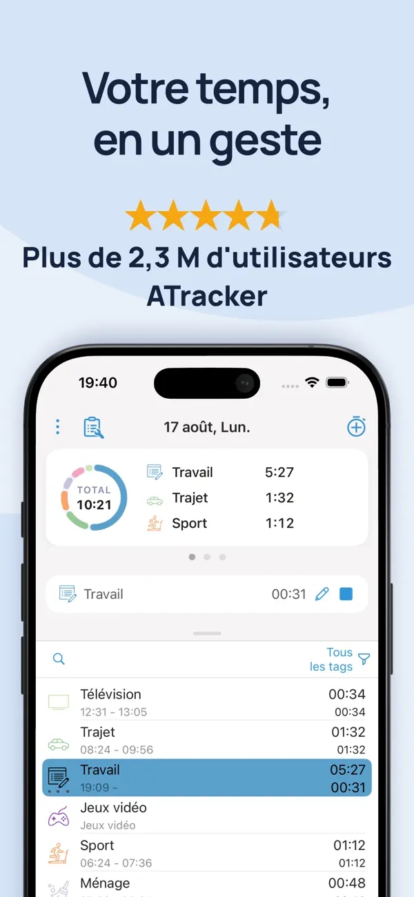 Screenshot #1 pour ATracker PRO: Gestion du temps