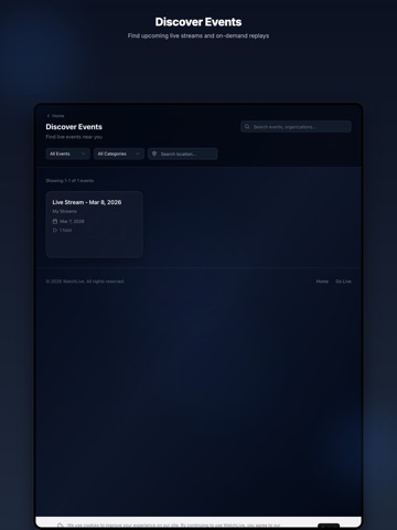 WatchLive.org iPad screenshot