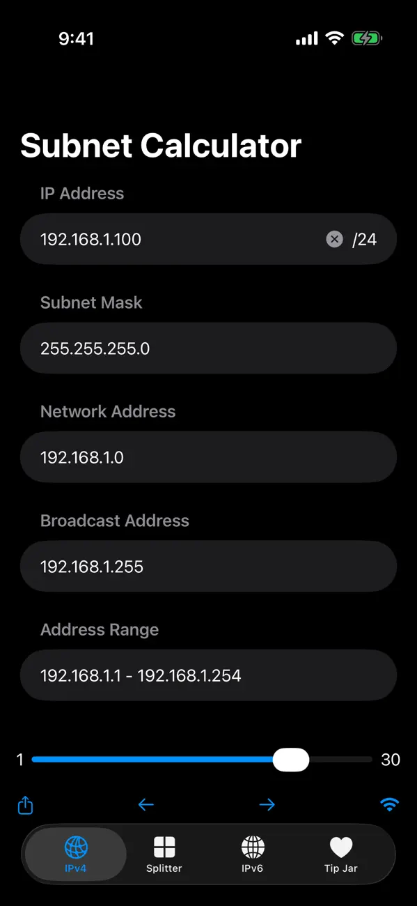Screenshot #1 pour Subnet Calculator +