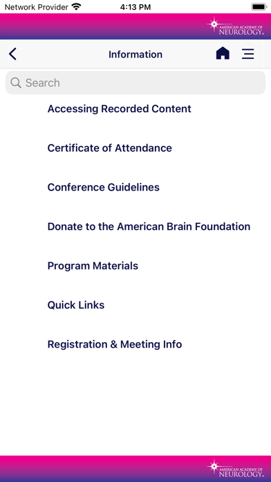 AAN Conferences Screenshot