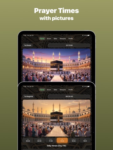 Adhan Times and Quran Verses iPad screenshot
