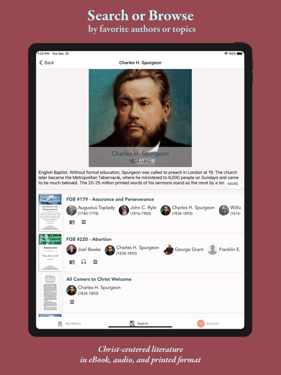 Chapel Library iPad screenshot 4 - Lifestyle app