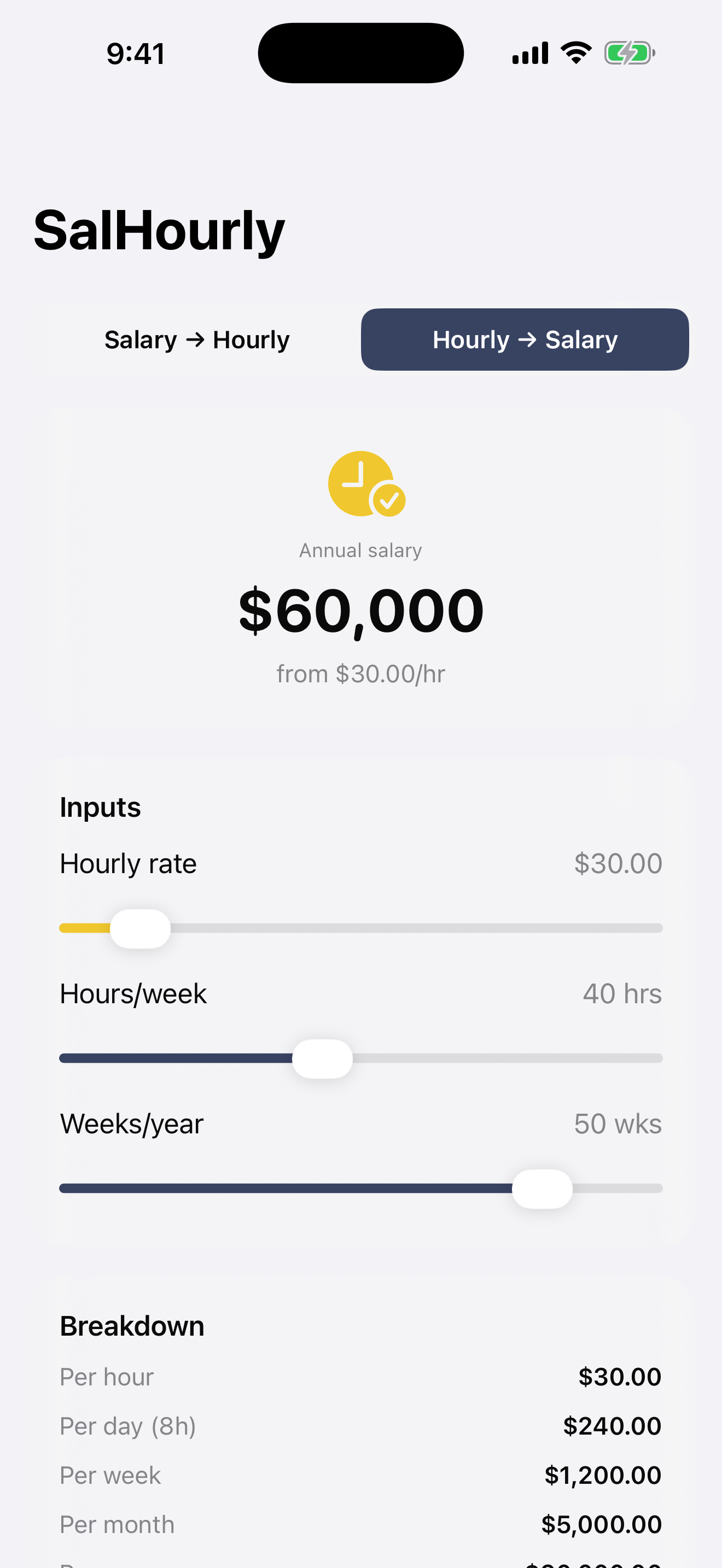 SalHourly Rate Converter screenshot 2