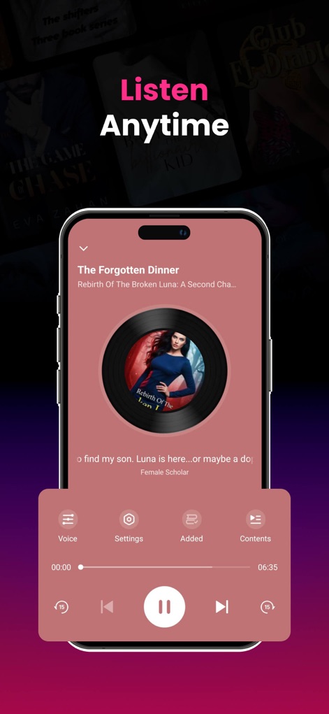 NovelFlow: Unlimited Books - Immerse yourself in stories with the intuitive audiobook player, offering flexible playback controls and custom voice settings for an optimal listening experience.