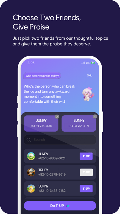 T-UP | Who Will You Praise? iPhone screenshot 3 - Social Networking app