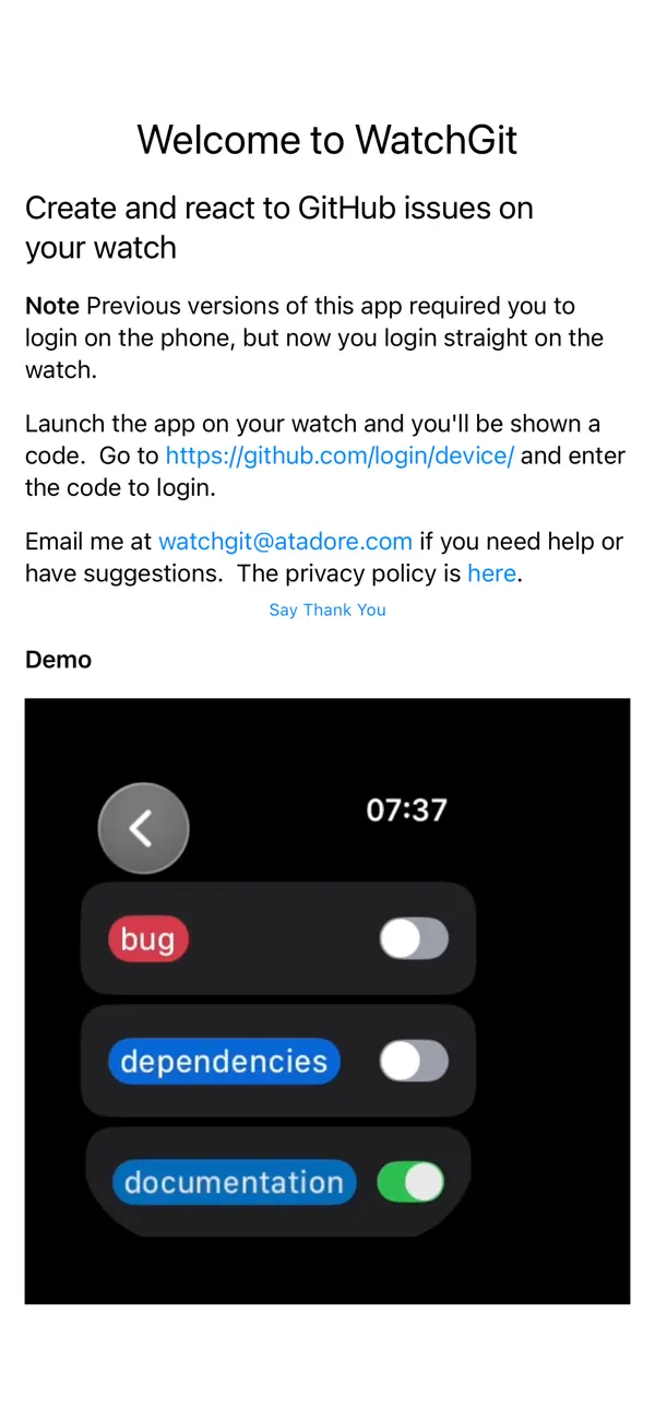 #5. WatchGit (iOS) Ved: Atadore
