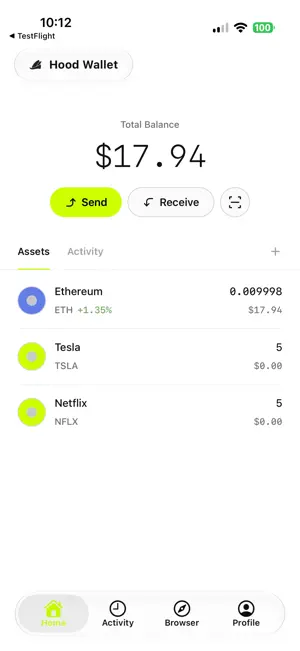 Hood Wallet on Robinhood Chain screenshot 1