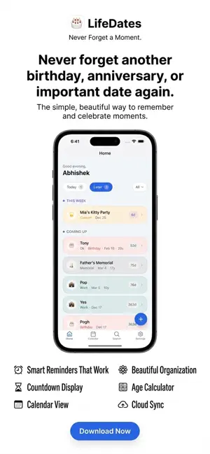 LifeDates - Birthday Reminder screenshot 1