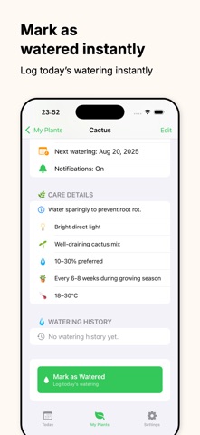 Plant Water Reminder Alert iPhone screenshot