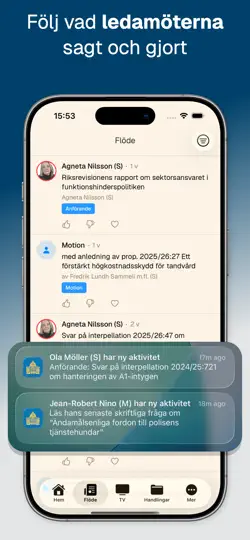 Captura de pantalla de Riksdagsinsyn en iPhone 3
