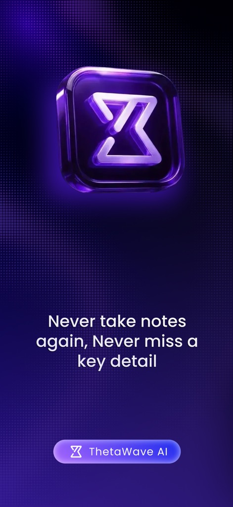 ThetaWave-AI Study Notes - This initial view showcases the app's iconic logo and its powerful commitment to effortless learning through the central tagline.