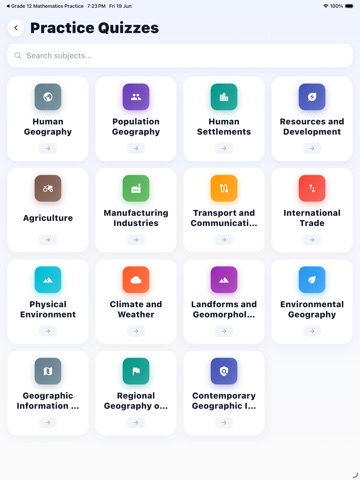 Grade 12 Geography Practice iPad screenshot
