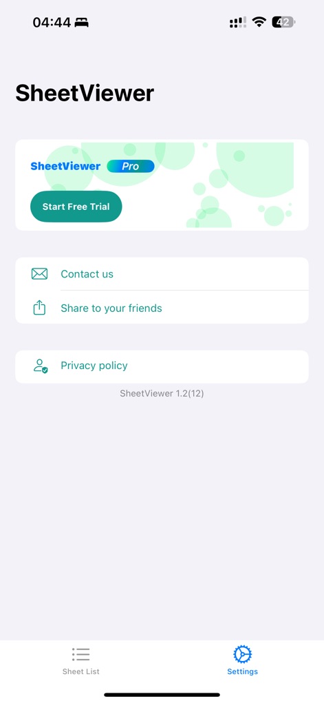 SheetViewer:Staff(Music)Reader - sheetviewer-app-settings-screen