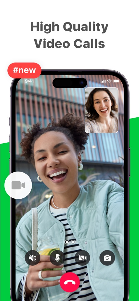 TXT App Phone Now - Experience superior video calls with real-time participant views and essential in-call controls such as mute and camera toggles.