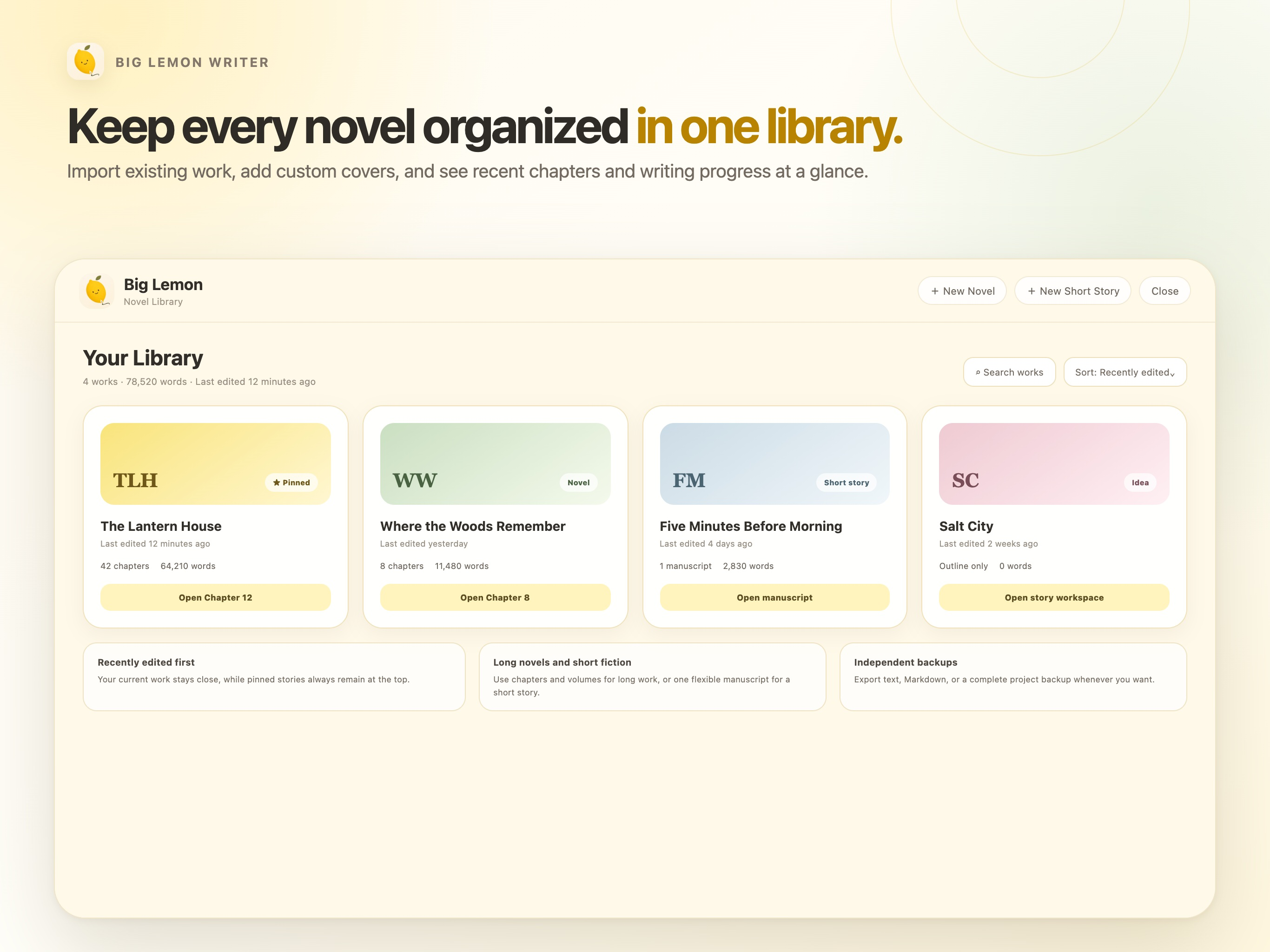 Big Lemon: Novel Writer screenshot 14