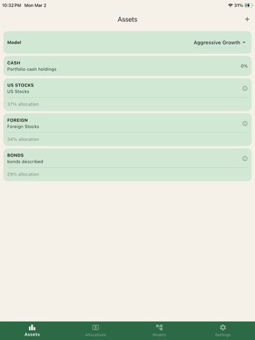 AllocatR: Portfolio Rebalancer iPad screenshot