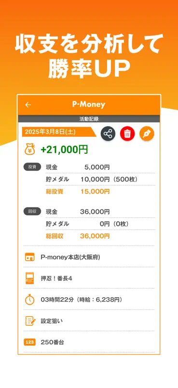 パチンコ・パチスロ収支管理＆分析アプリ P-Money screenshot 5 of 8