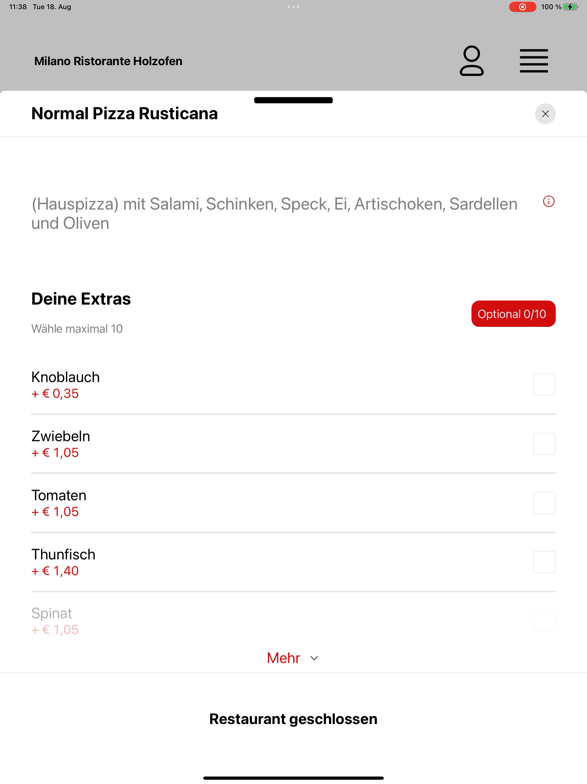 Milano Ristorante Holzofen screenshot 15