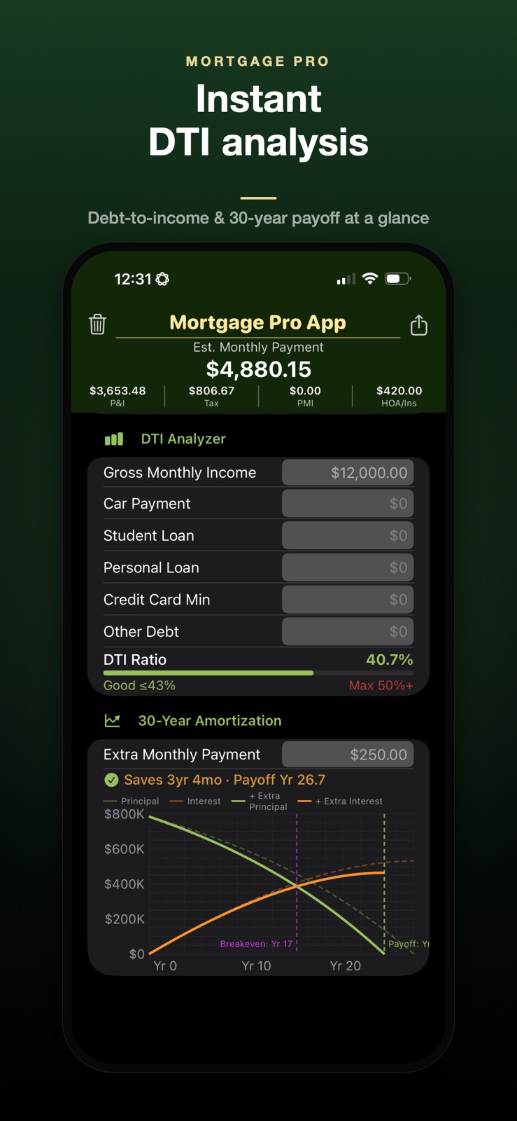Mortgage Pro App Calculator iphone screenshot 2