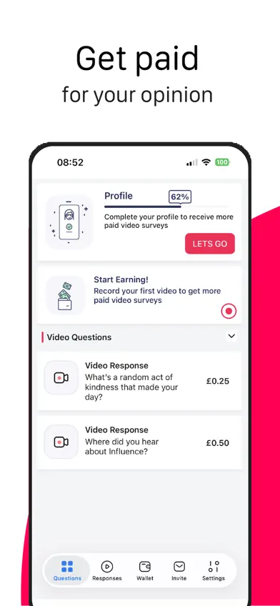 Influence - Paid Video Surveys screenshot 1