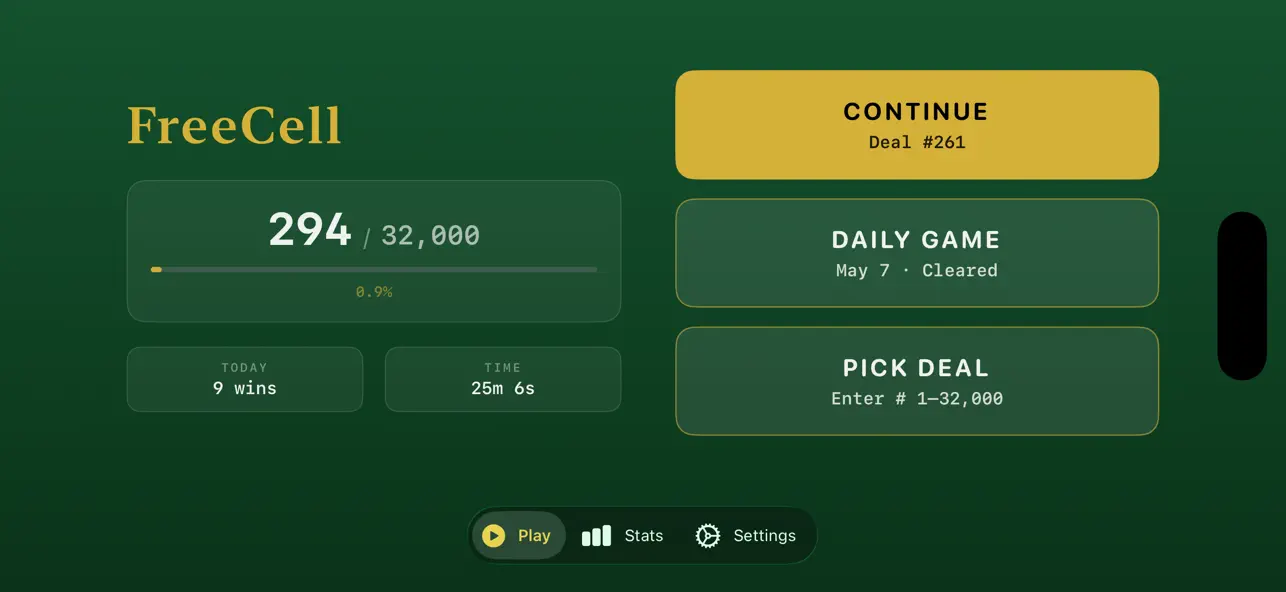 Screenshot #1 pour FreeCell 32000